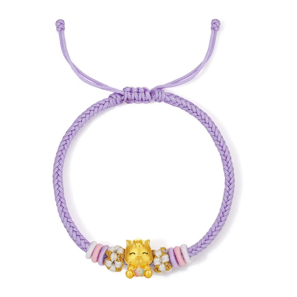 'Year of the Horse'  24K Gold String Bracelet Horse 0.7-0.9g 16cm-22cm A1715745