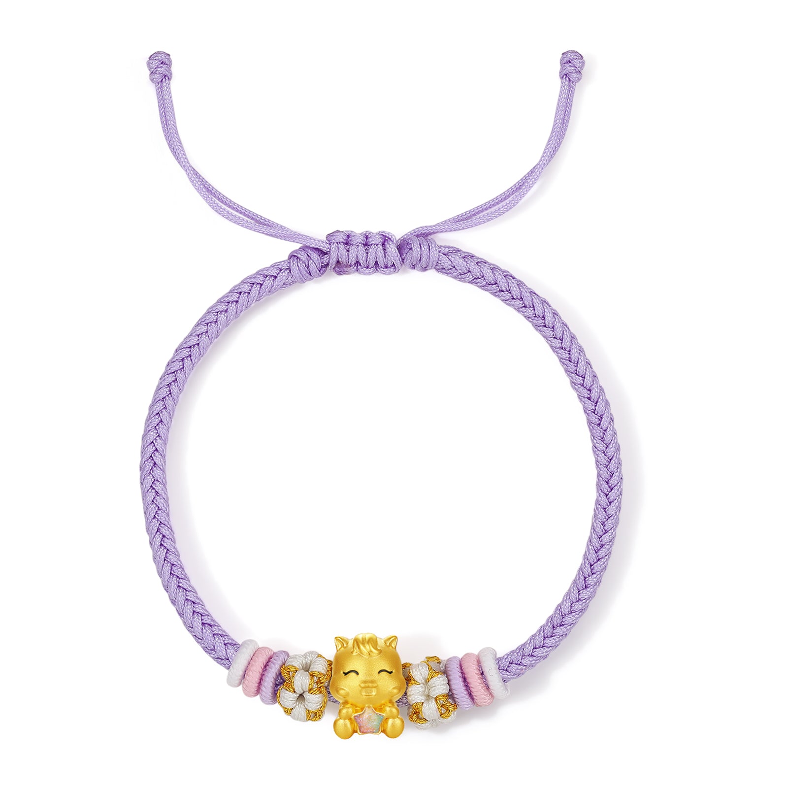 'Year of the Horse'  24K Gold String Bracelet Horse 0.7-0.9g 16cm-22cm A1715745