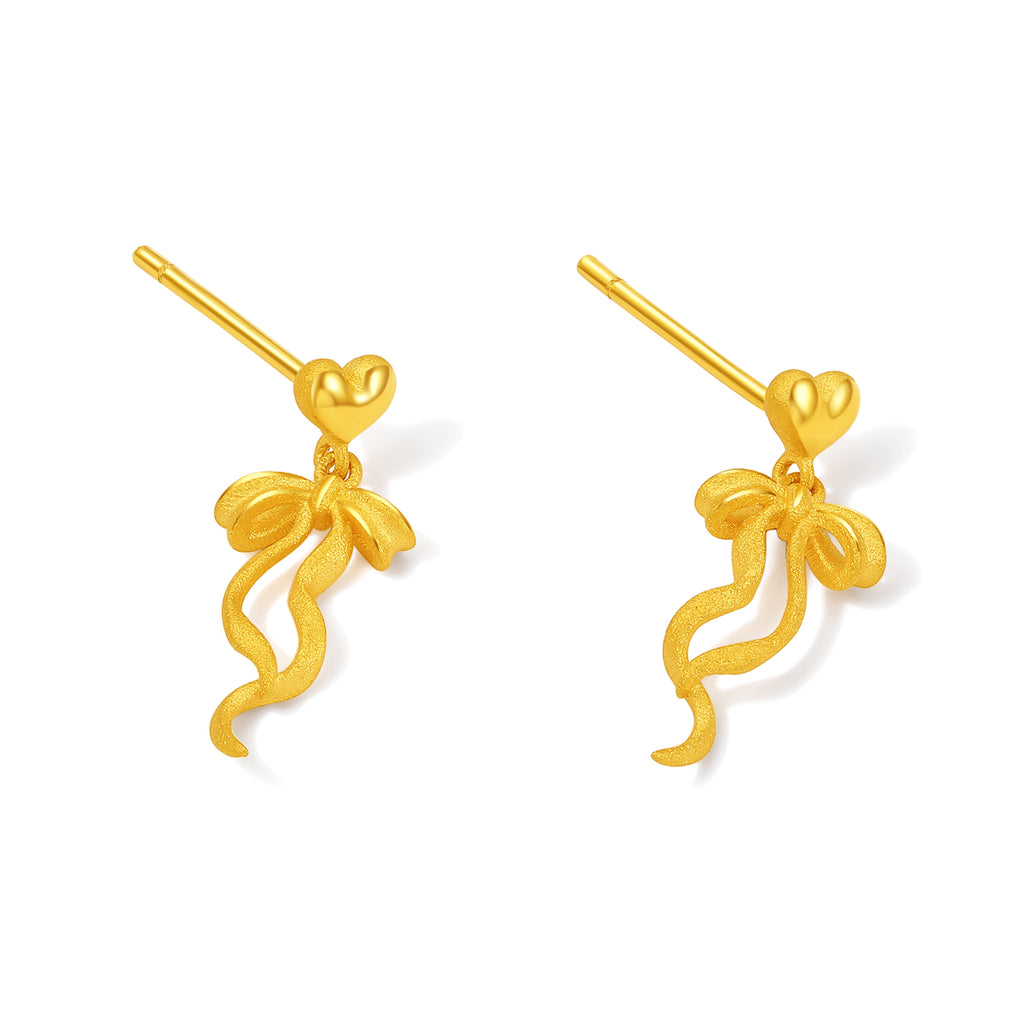 999 24K Gold Earrings Bow 2.4-2.7g A0914004