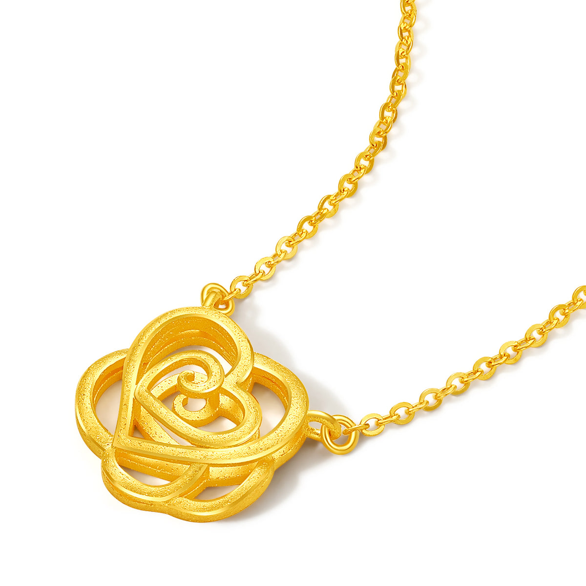 999 24K Gold Pendant Necklace Flower 3-3.8g A0611681