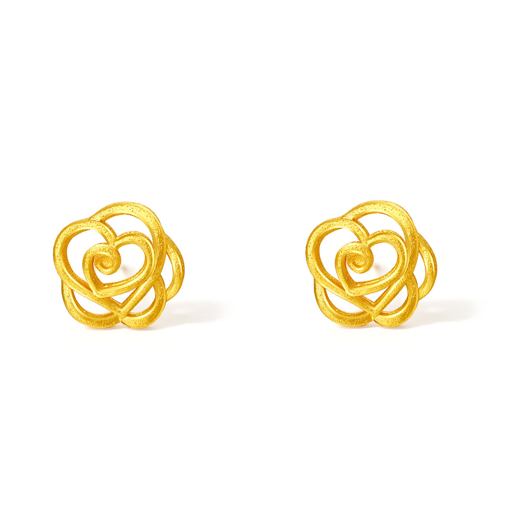 999 24K Gold Earrings Flower 1.6-2.4g A0911680