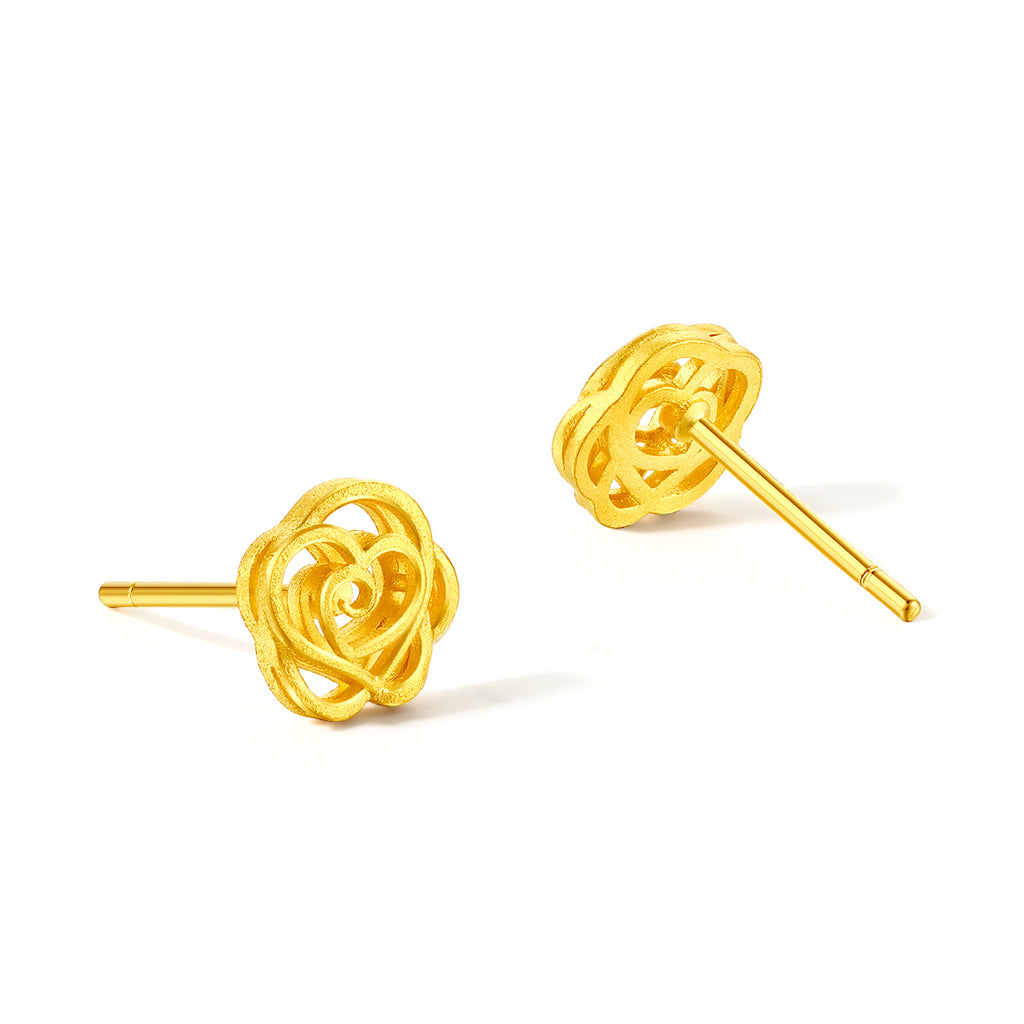 999 24K Gold Earrings Flower 1.6-2.4g A0911680