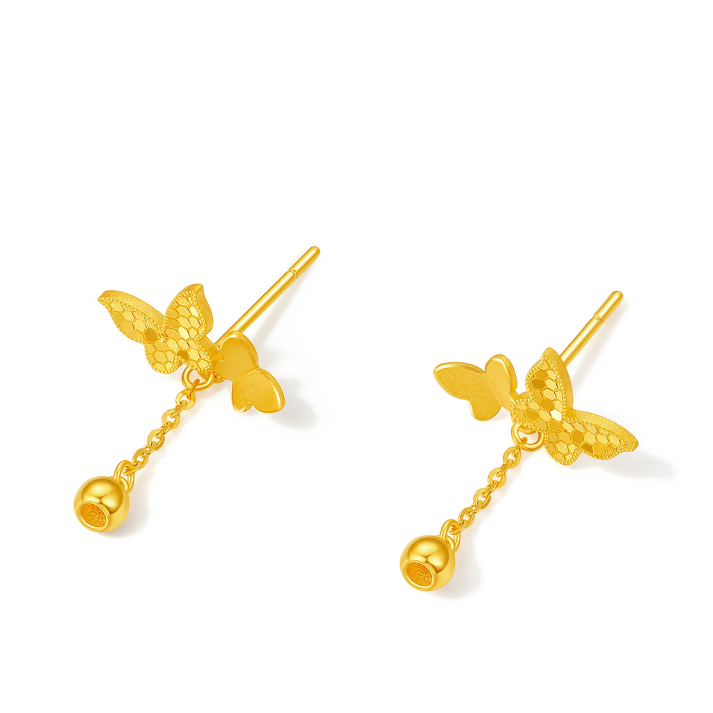 "Fantasy Forest" 24K Gold Earrings Butterfly 2.2-2.5g A0913914