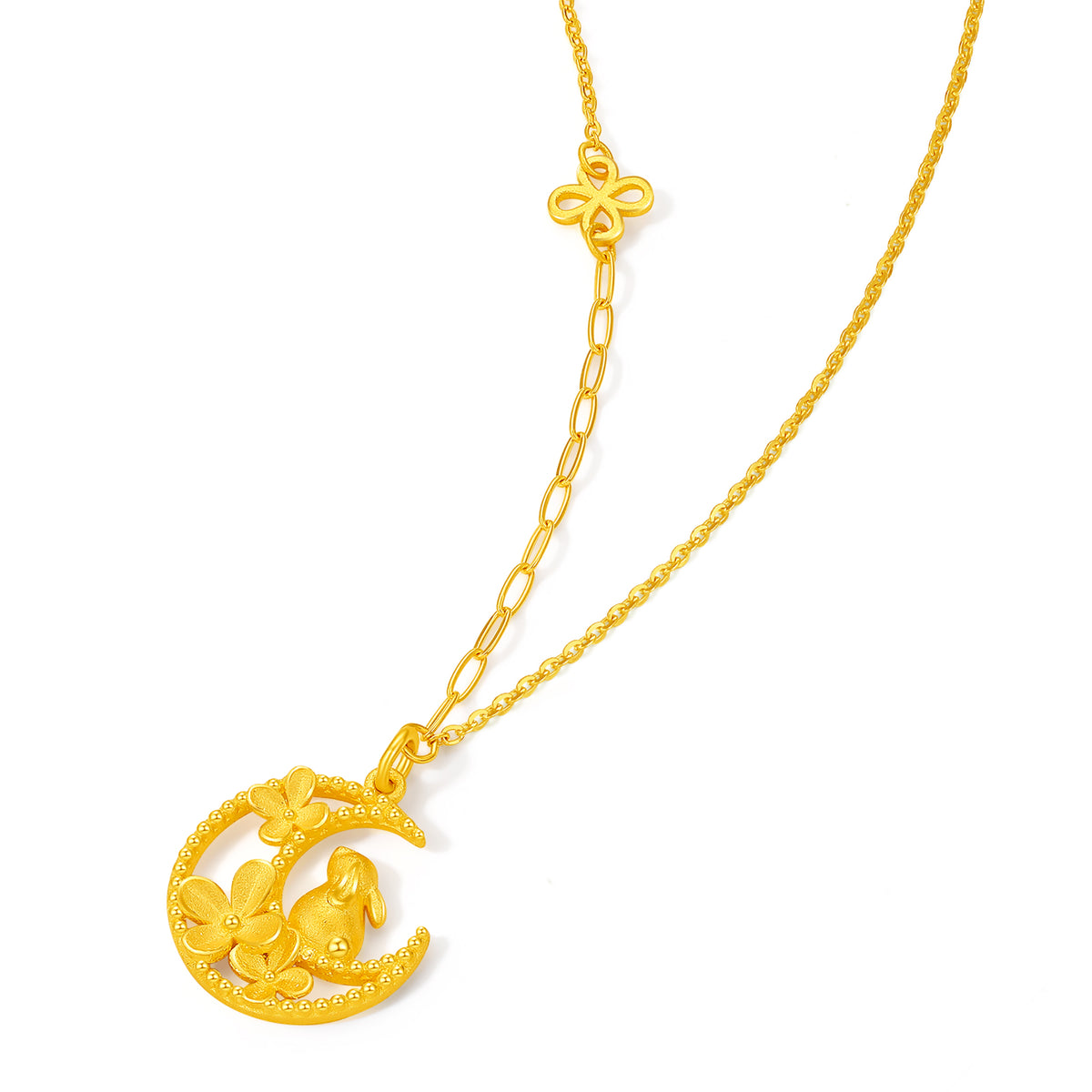 999 24K Gold Pendant Necklace Rabbit 3.97-4.37g A0613919