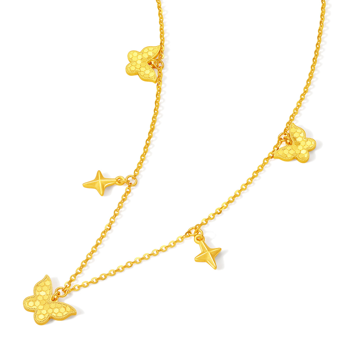 "Fantasy Forest" 24K Gold Pendant Necklace Butterfly 4.8-5.2g A0613912