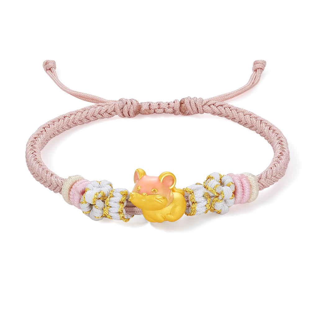 "Chinese Zodiac" 24K Gold String Bracelet Chinese Zodiac 0.7-1g