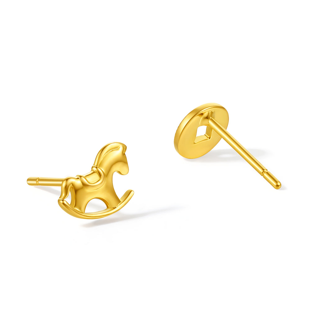 'Year of the Horse' 24K Gold Stud Earrings Horse Coin 1-1.5g A0923022