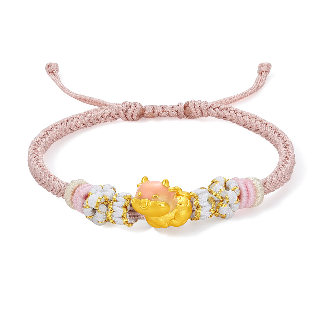 "Chinese Zodiac" 24K Gold String Bracelet Chinese Zodiac 0.7-1g