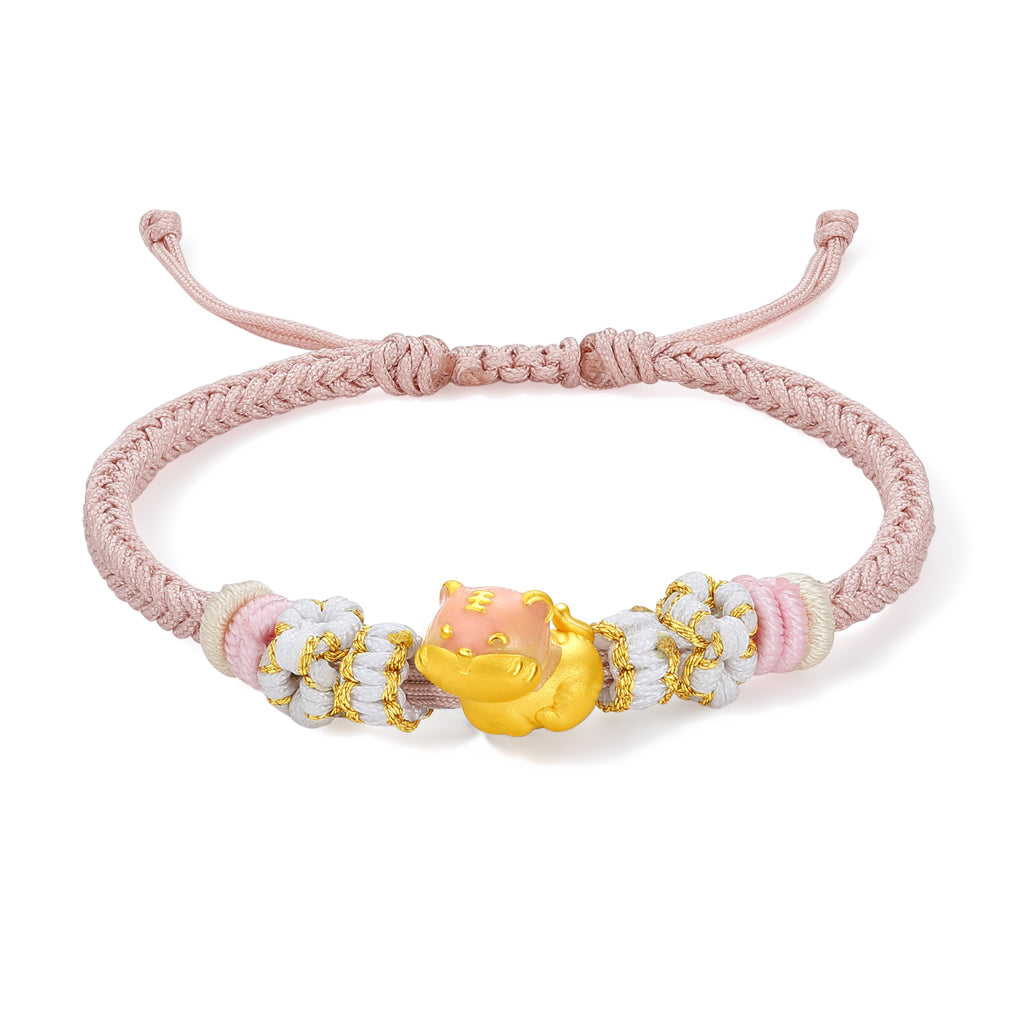 "Chinese Zodiac" 24K Gold String Bracelet Chinese Zodiac 0.7-1g