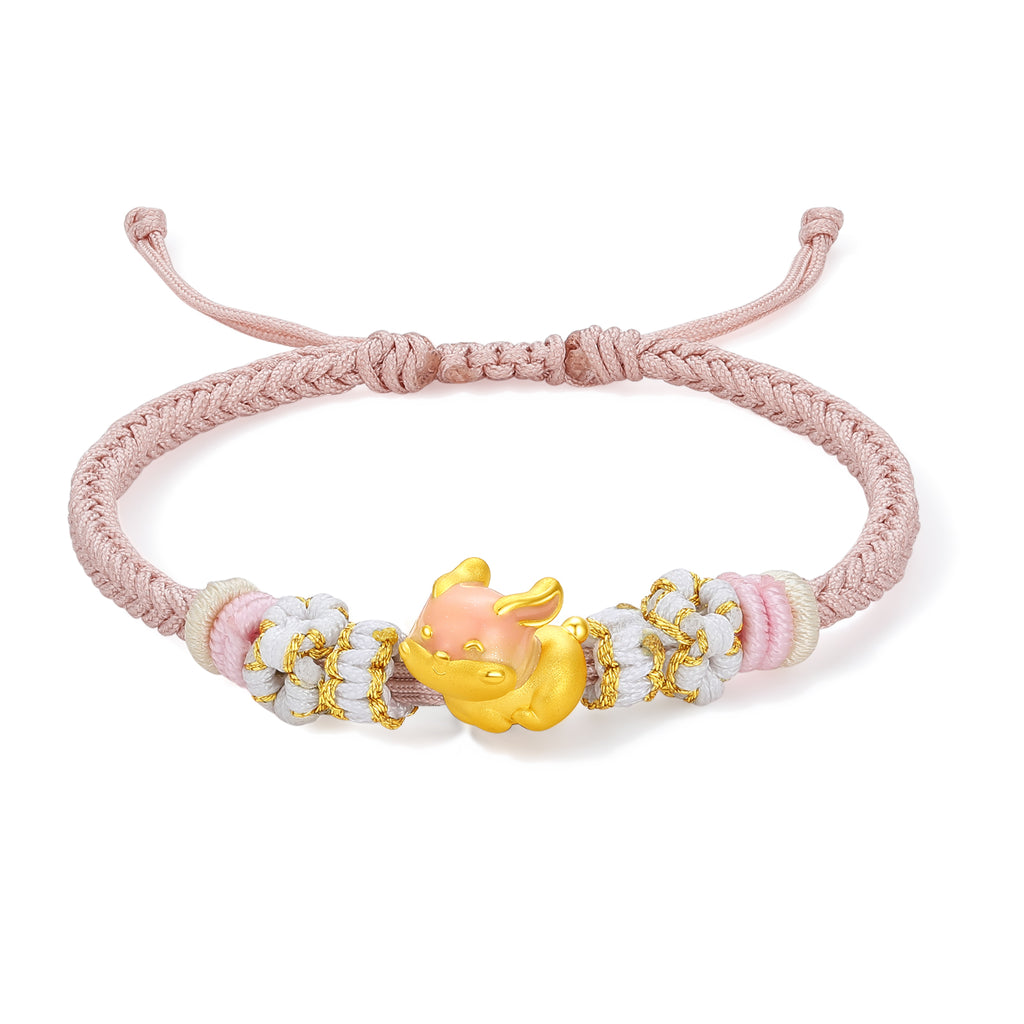 "Chinese Zodiac" 24K Gold String Bracelet Chinese Zodiac 0.7-1g
