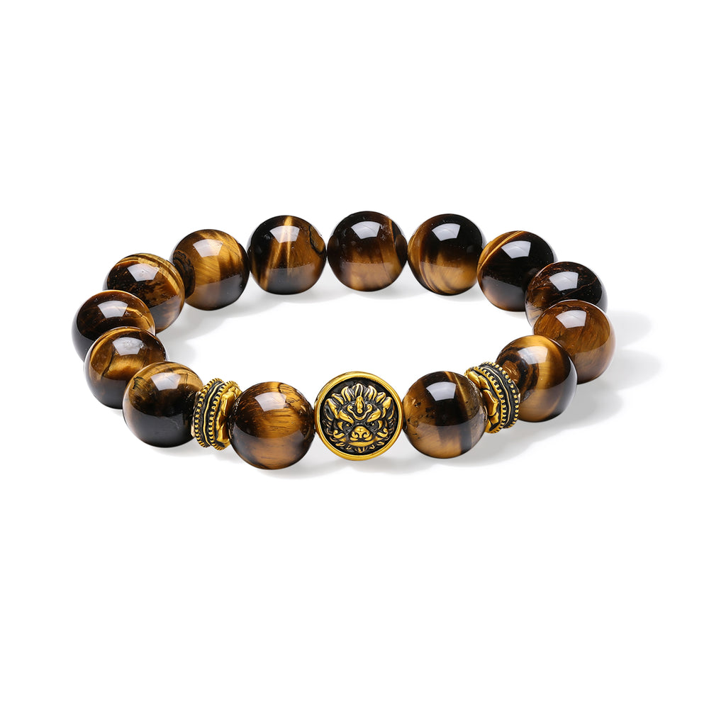 24K Gold Beaded Bracelet Tigerite 3.2-4.1g A1916089