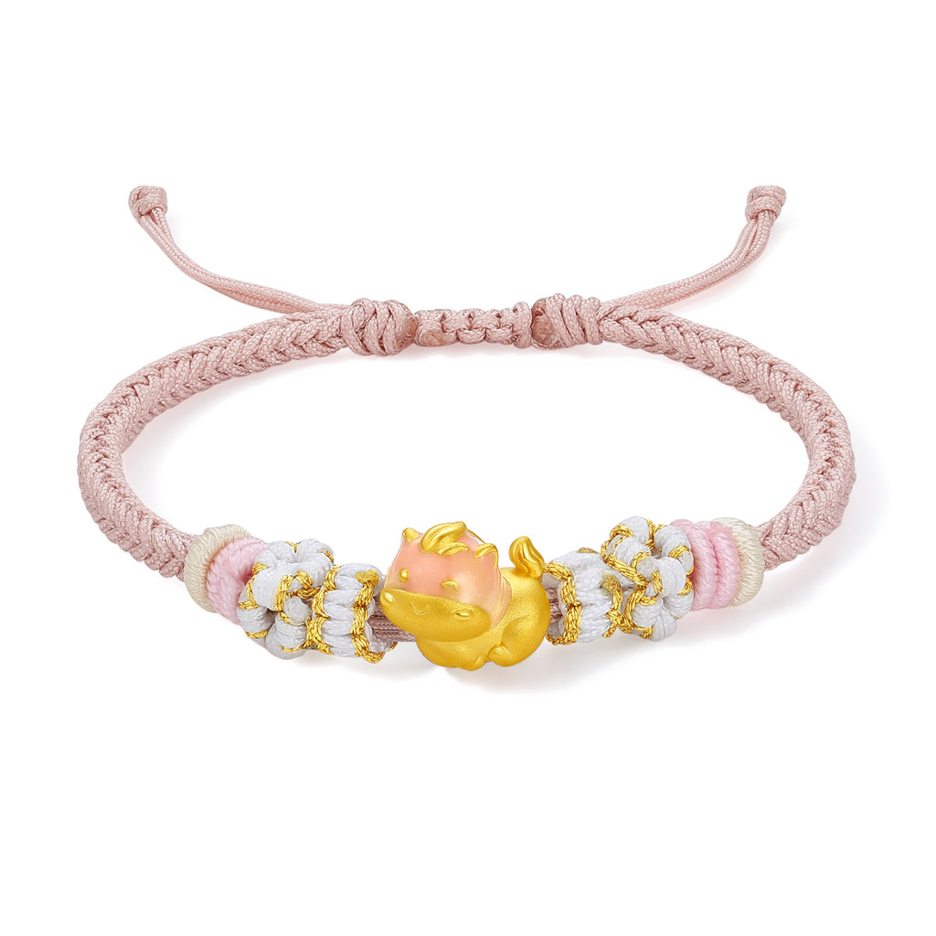"Chinese Zodiac" 24K Gold String Bracelet Chinese Zodiac 0.7-1g