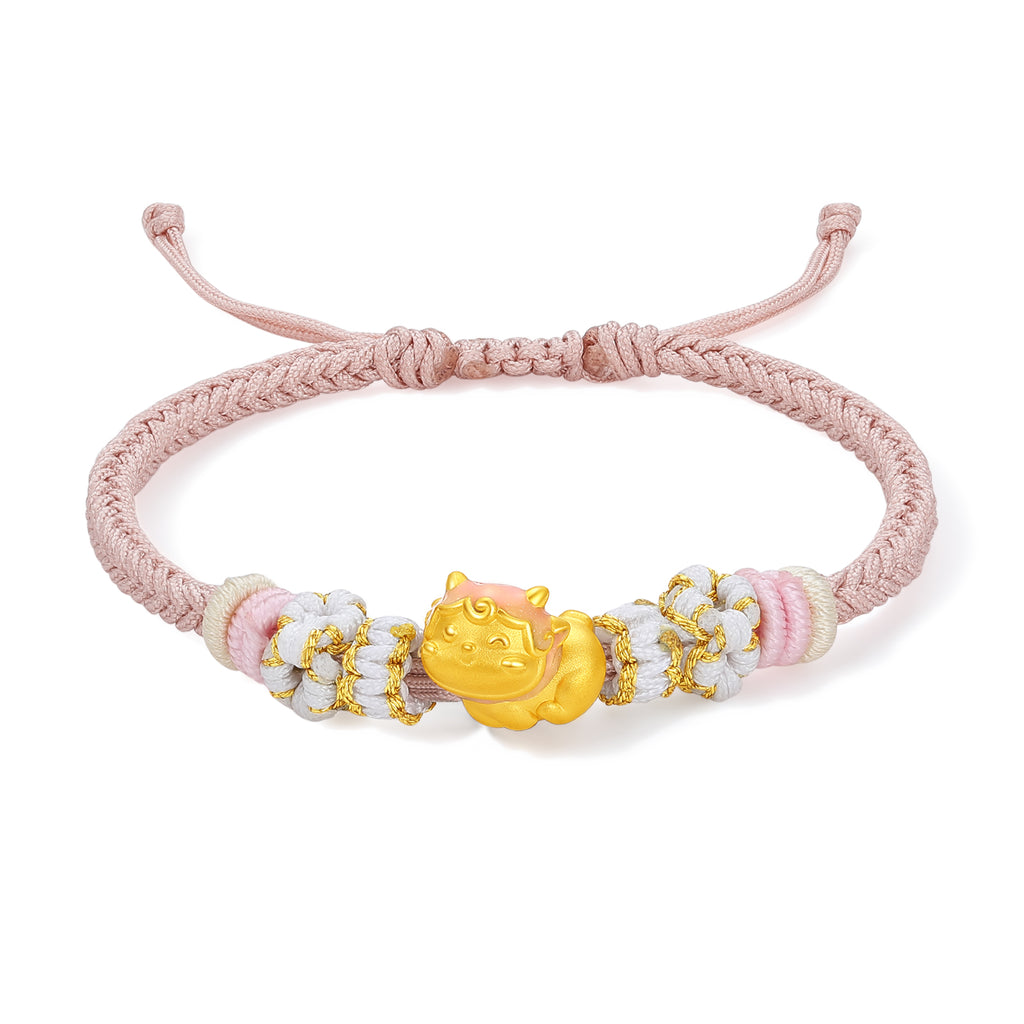 "Chinese Zodiac" 24K Gold String Bracelet Chinese Zodiac 0.7-1g