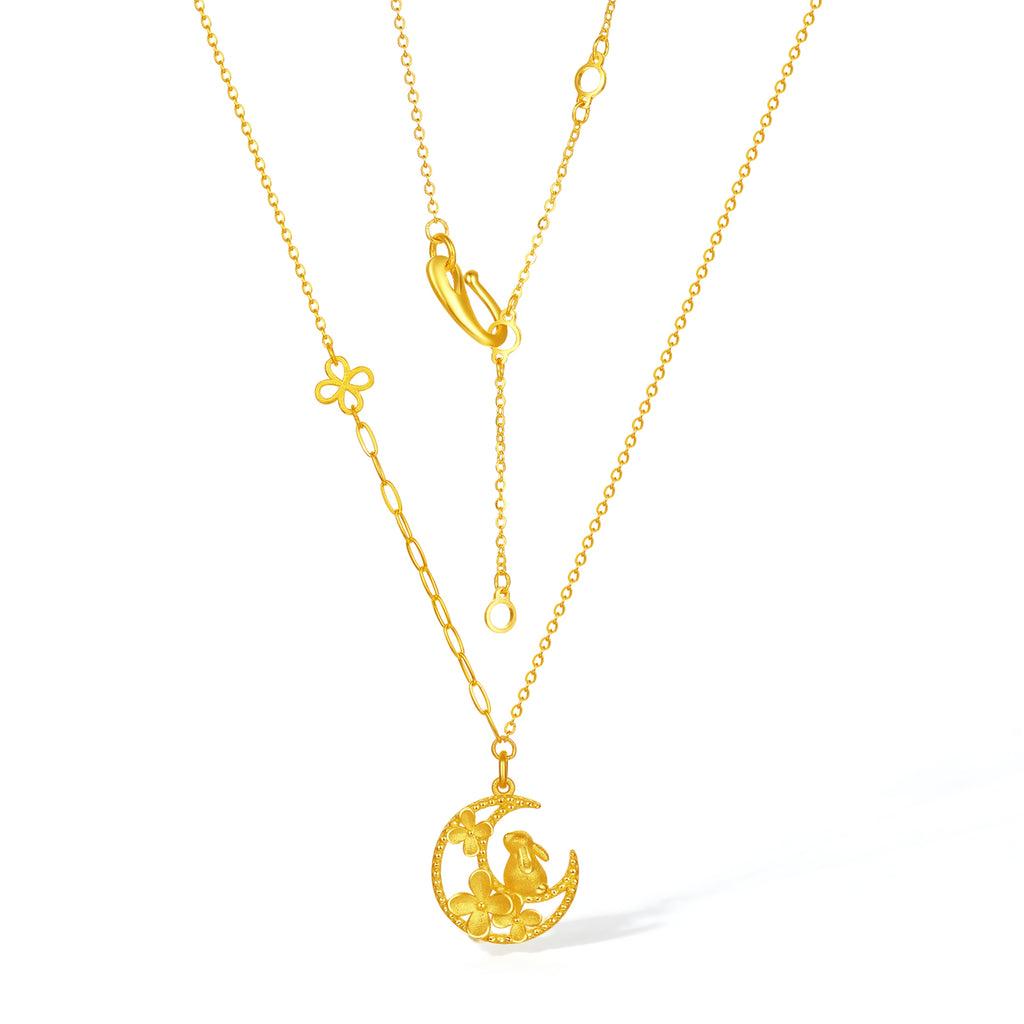 999 24K Gold Pendant Necklace Rabbit 3.97-4.37g A0613919