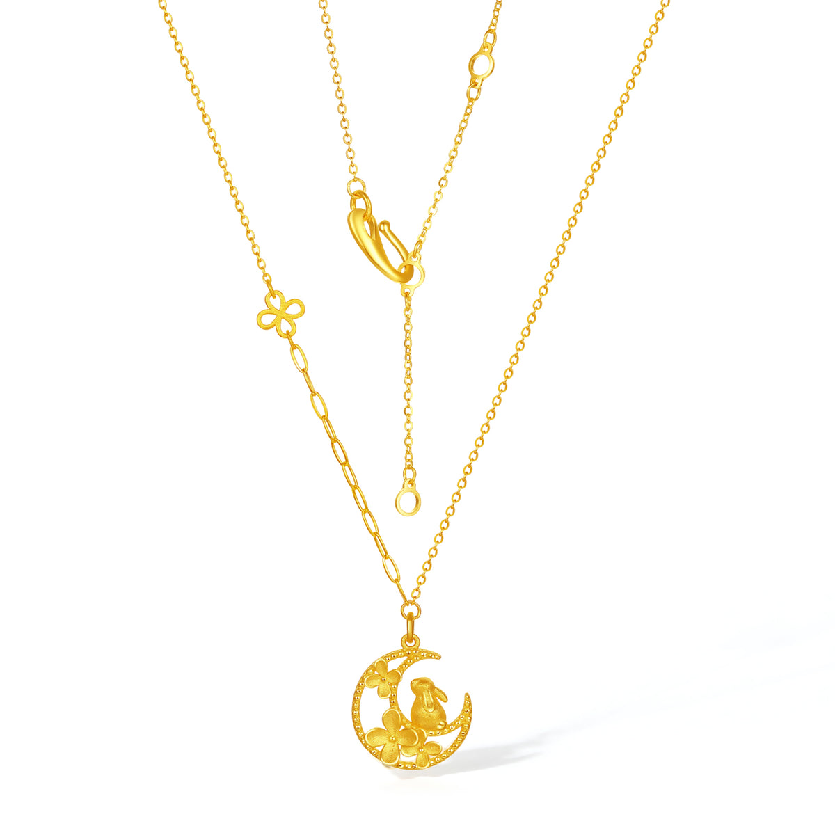 999 24K Gold Pendant Necklace Rabbit 3.97-4.37g A0613919
