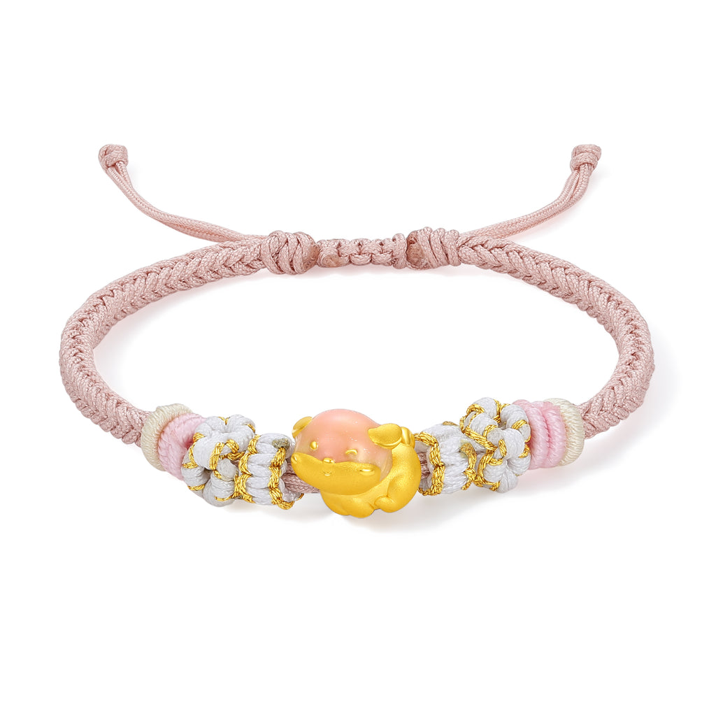 "Chinese Zodiac" 24K Gold String Bracelet Chinese Zodiac 0.7-1g