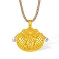 "Chinese Culture Collection - Song Brocade" 24K Gold Pendant Necklace Diamond 3.5-4mm Pearl Fortune Bag 9.95-12.45g W0423964
