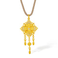 "Chinese Culture Collection - Song Brocade" 24K Gold Pendant Necklace Diamond Flower 9-11g W0423962