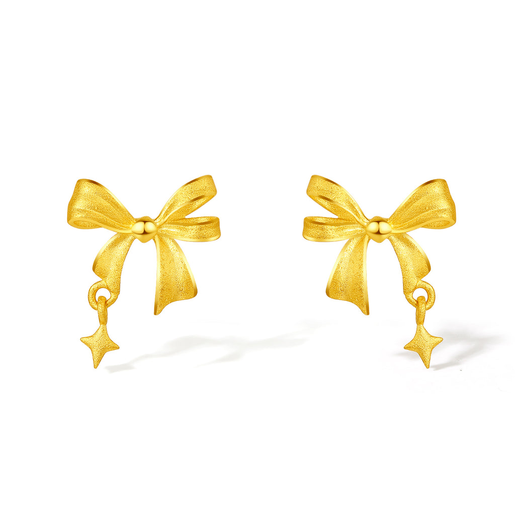 "Cute&Cool" 999 24K Gold Earrings Bow 1.2-1.5g A0912000