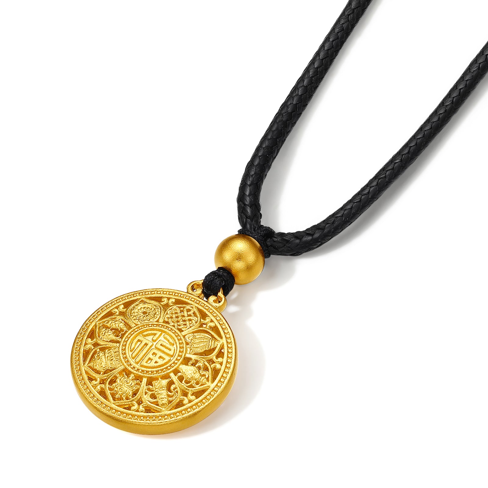 "Antiquity Gold" 999.9 24K Gold Pendant Necklace 3-5g A0413202