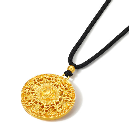 "Antiquity Gold" 999.9 24K Gold Pendant Necklace 16-17g A0413186
