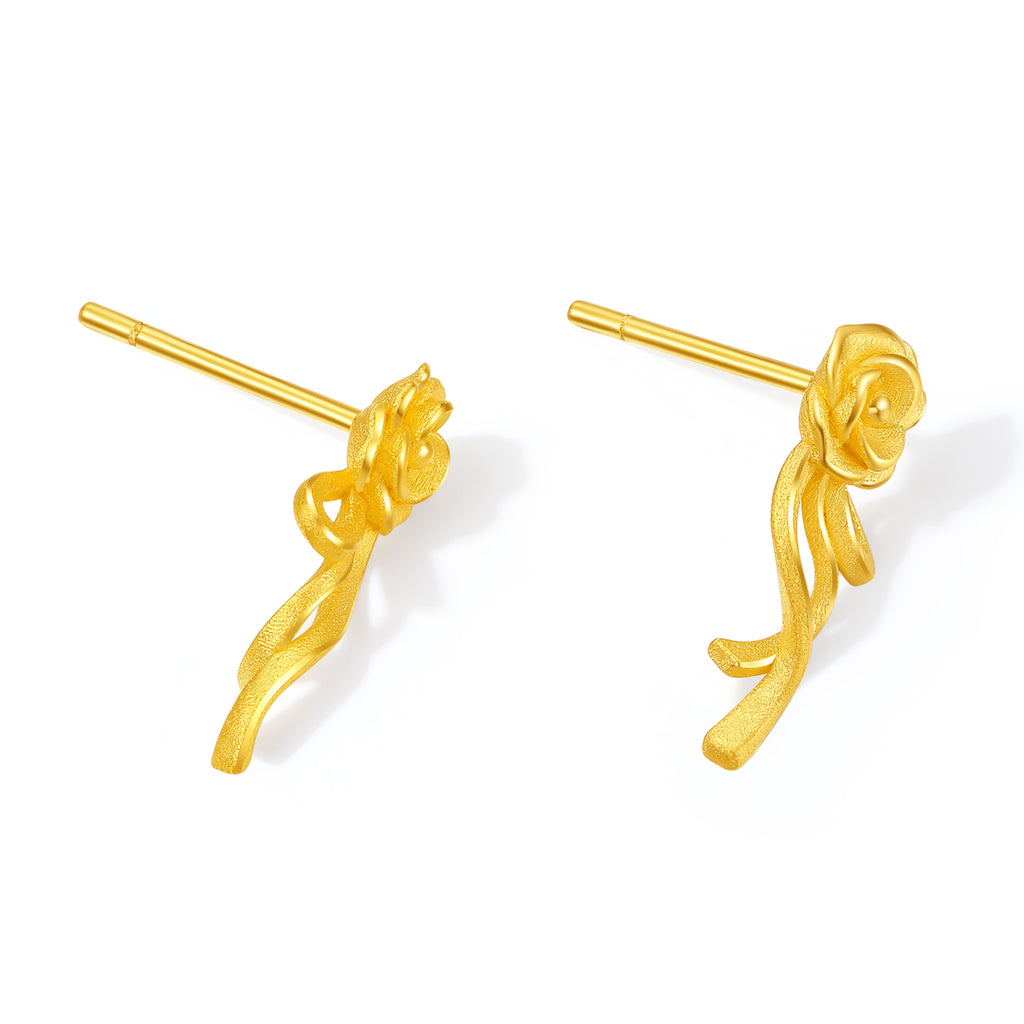 999 24K Gold Earrings Flower 2.5-2.8g A0913830