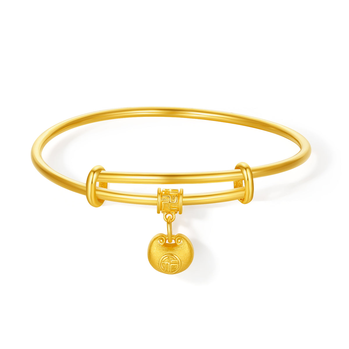 999 24K Gold Bangle Bracelet Peace Lock 6.3-7g A1015246