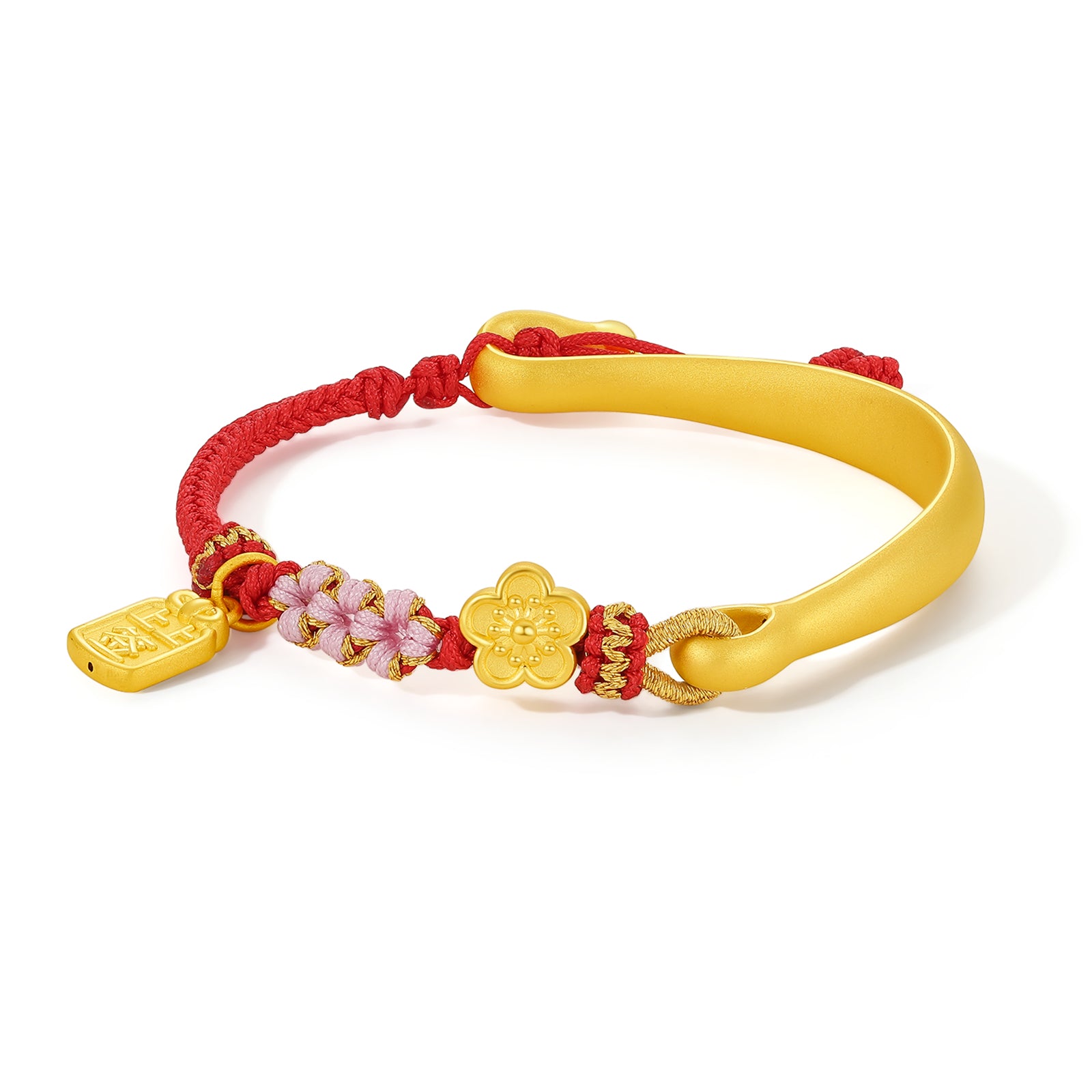 24K Gold Bangle Bracelet Flower 5.8-6.2g A1012320