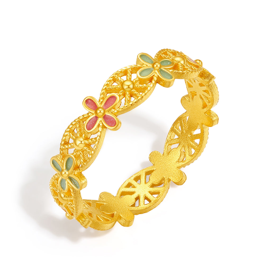 999 24K Gold Ring Flower 2.35-2.85g A0113198