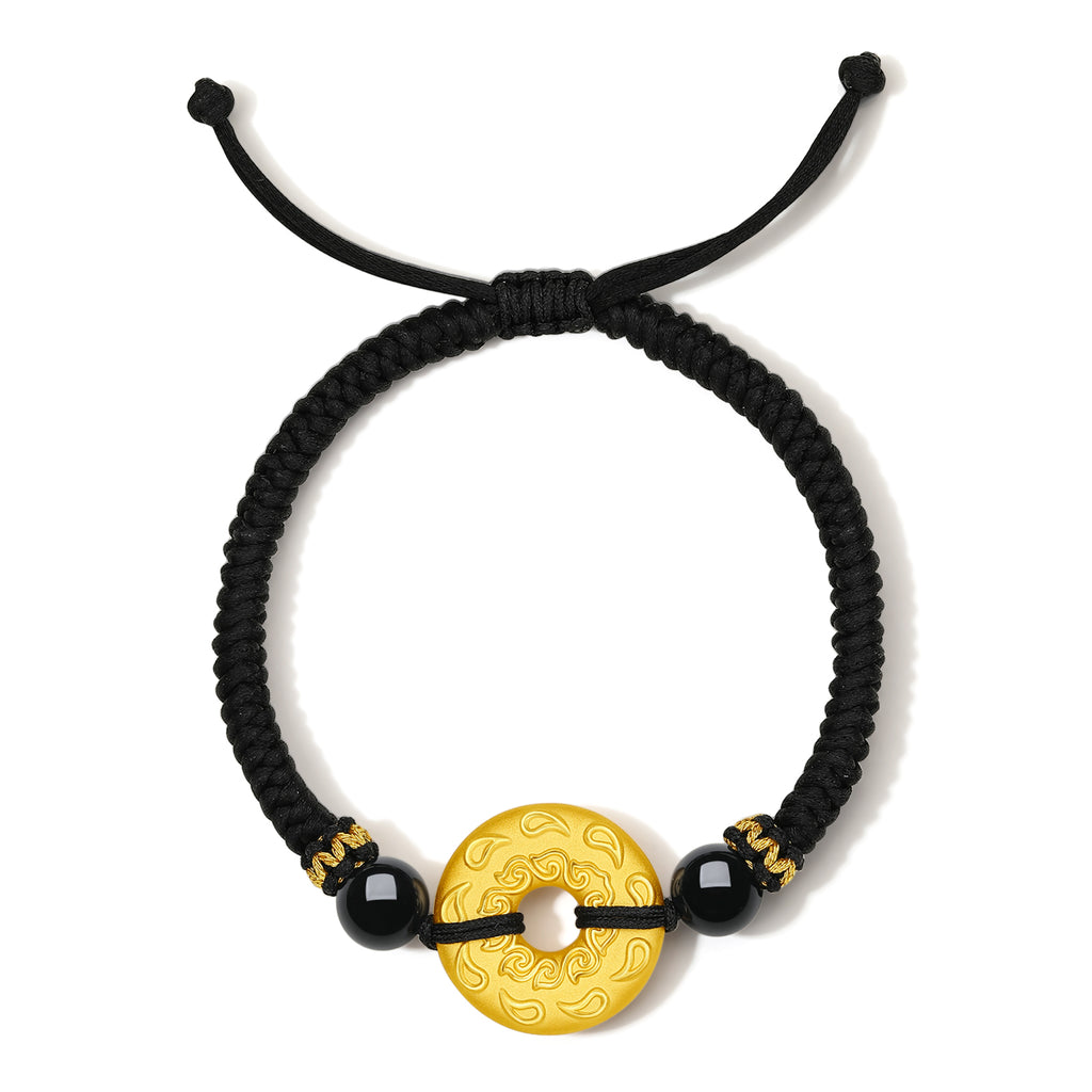 24K Gold String Bracelet Peace Buckle 1.9-2.2g A1712065