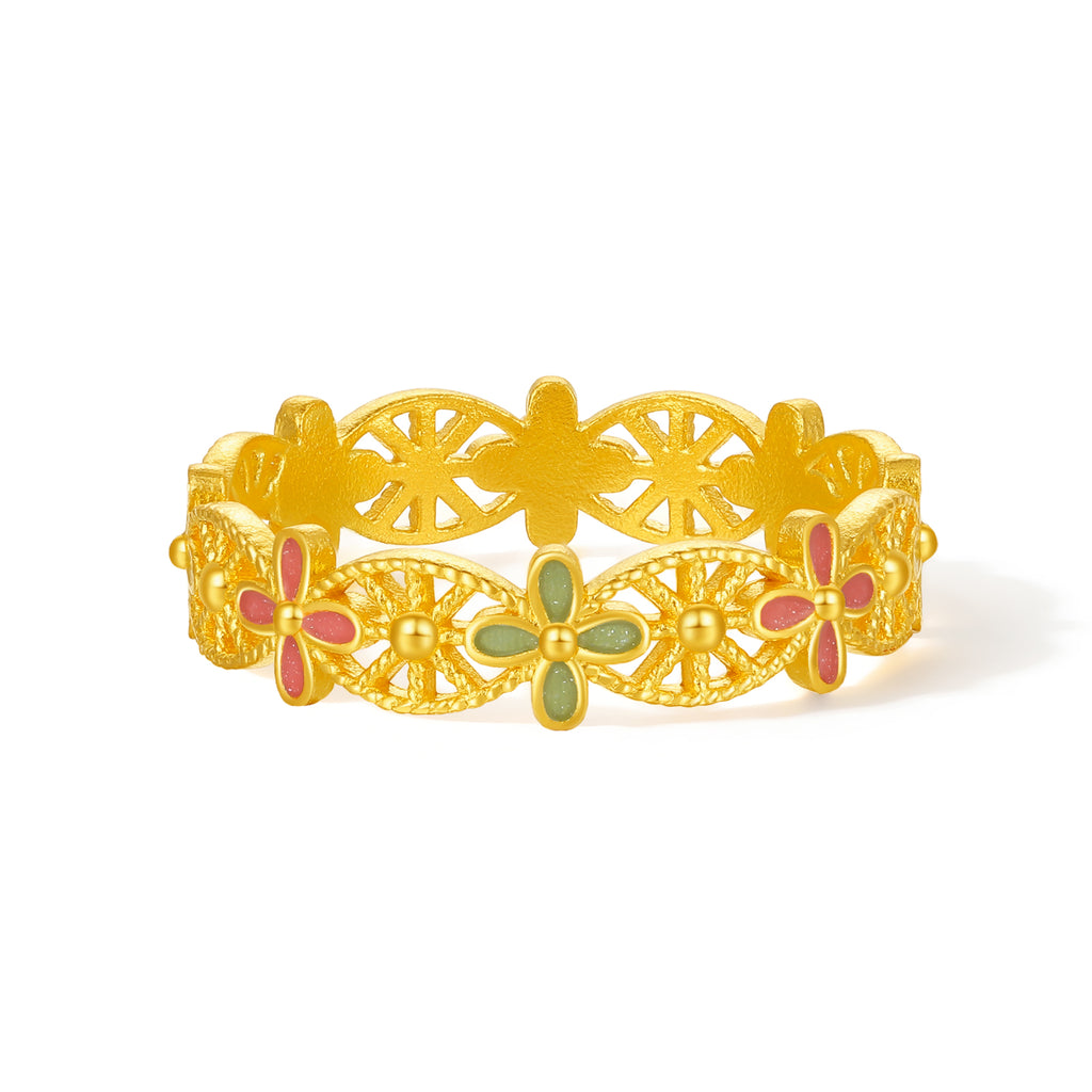 999 24K Gold Ring Flower 2.35-2.85g A0113198