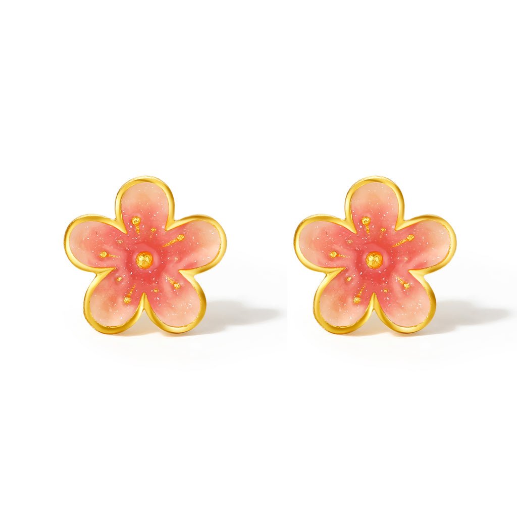 999 24K Gold Earrings Flower 1.08-1.48g A0913197