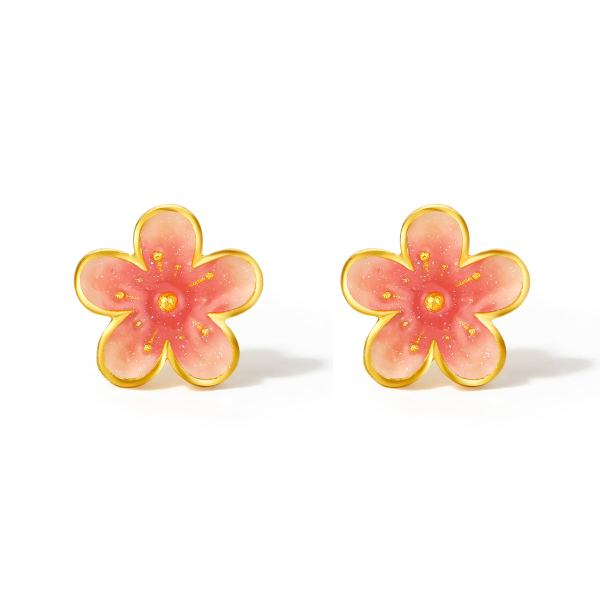 999 24K Gold Earrings Flower 1.08-1.48g A0913197