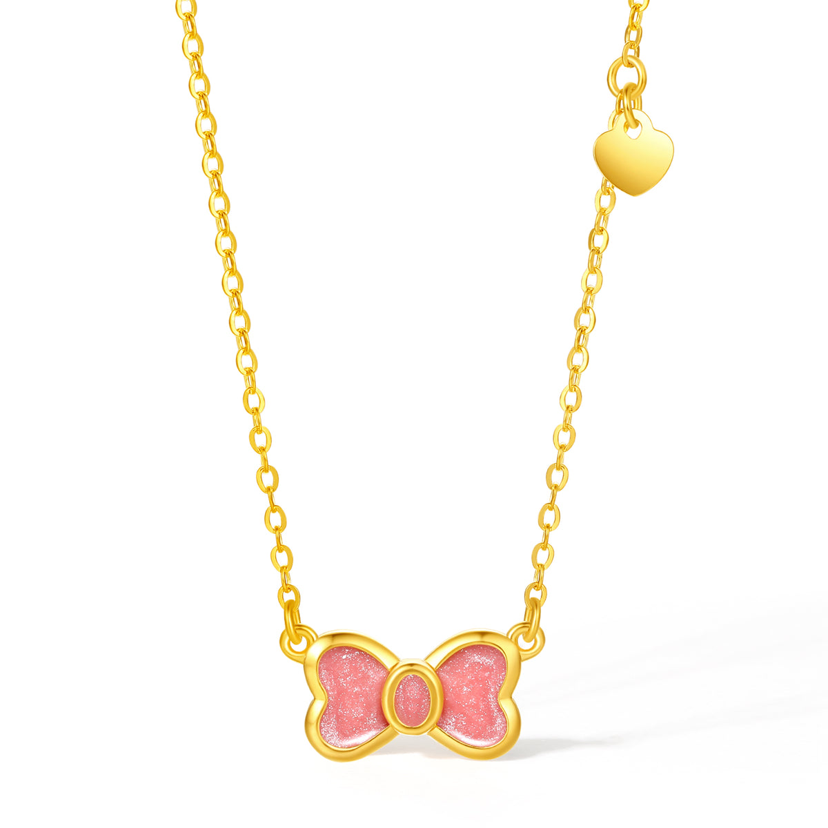"Honey" 999 24K Gold Pendant Necklace Bow 3.5-4g A0613238