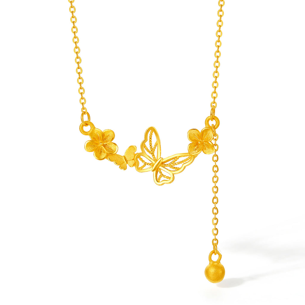"Annie's Garden" 999 24K Gold Pendant Necklace Butterfly 3.7-4.2g A0613053