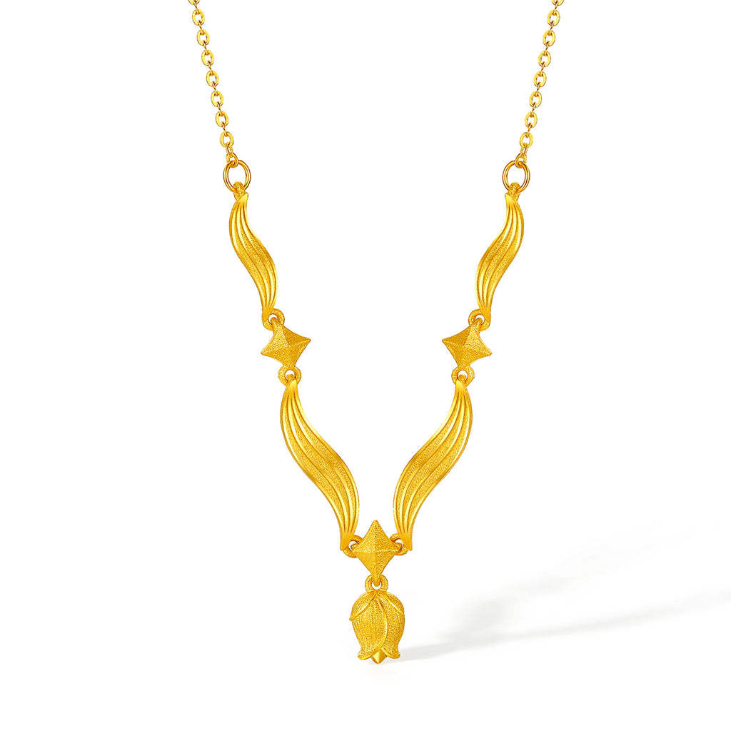 "Annie's Garden" 999 24K Gold Pendant Necklace Flower 3.6-4.2g A0613054