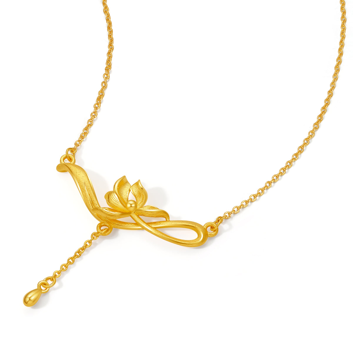 999 24K Gold Pendant Necklace Flower 4.85-5.2g A0622232