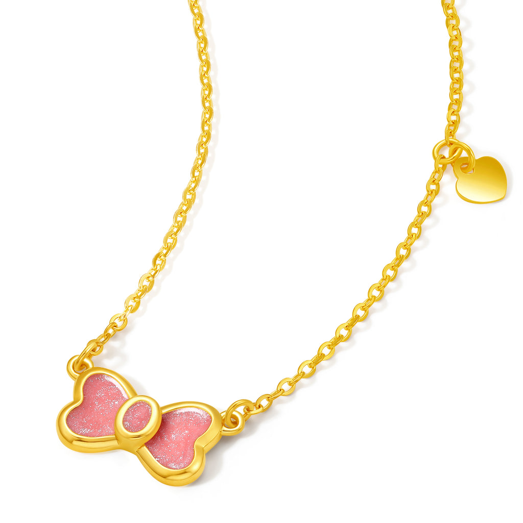 "Honey" 999 24K Gold Pendant Necklace Bow 3.5-4g A0613238