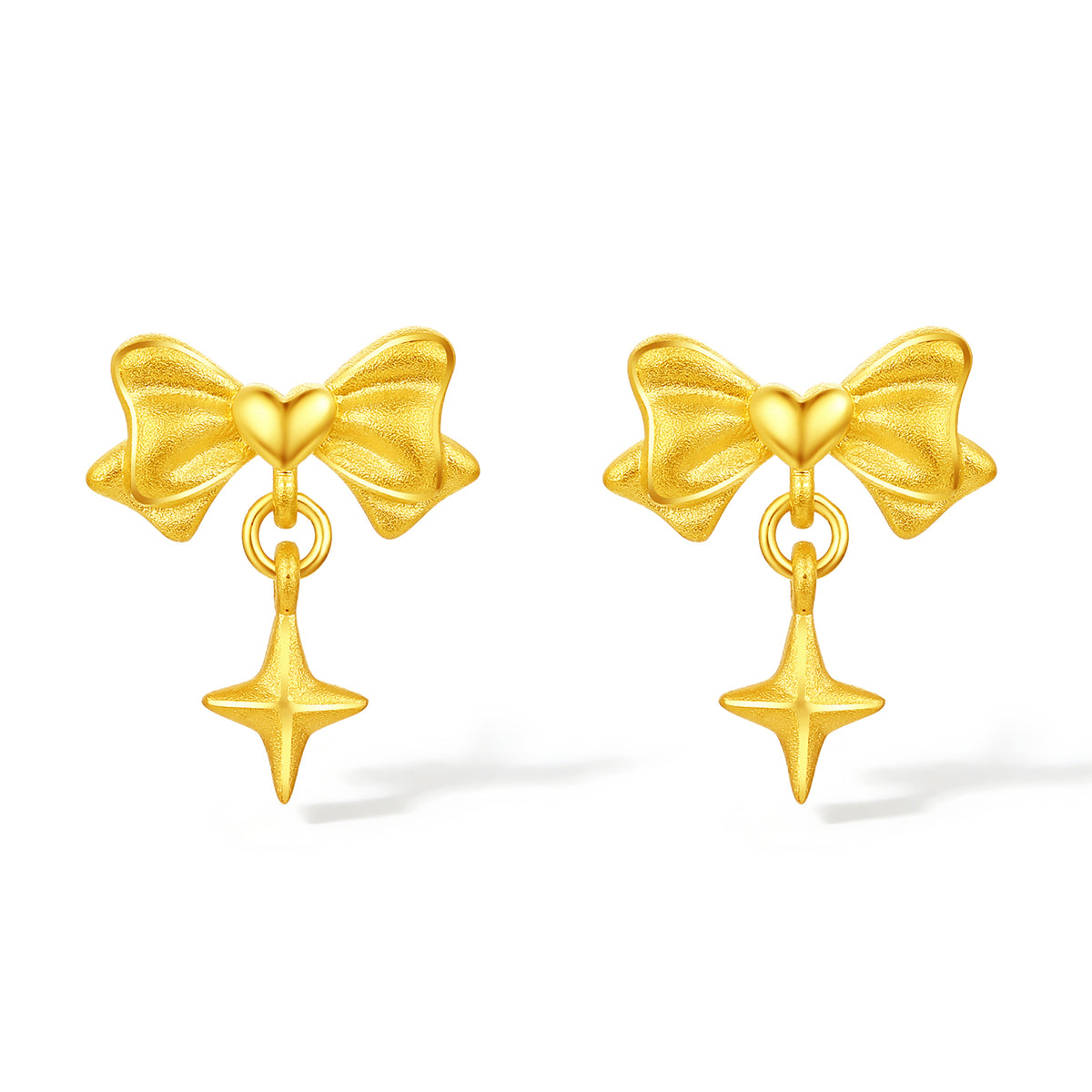 999 24K Gold Earrings Bow 1.7-2g A0913718