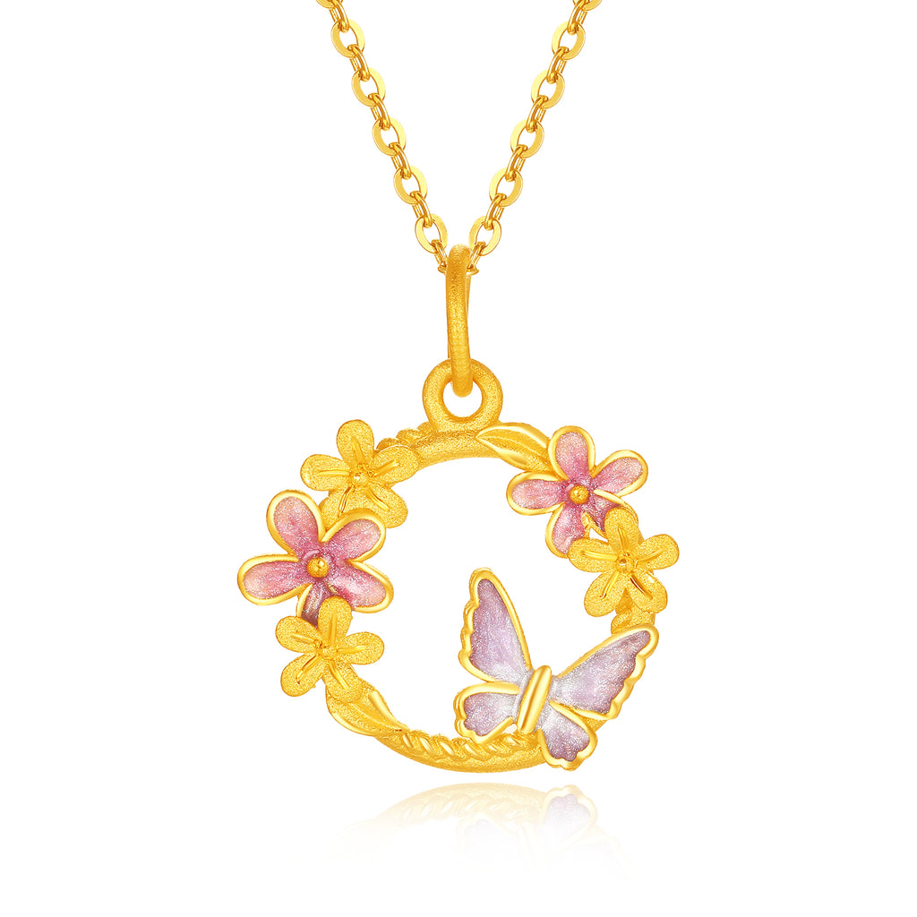 “Dream in the Garden” 999 24K Gold Pendant 2.3-2.6g A0414970