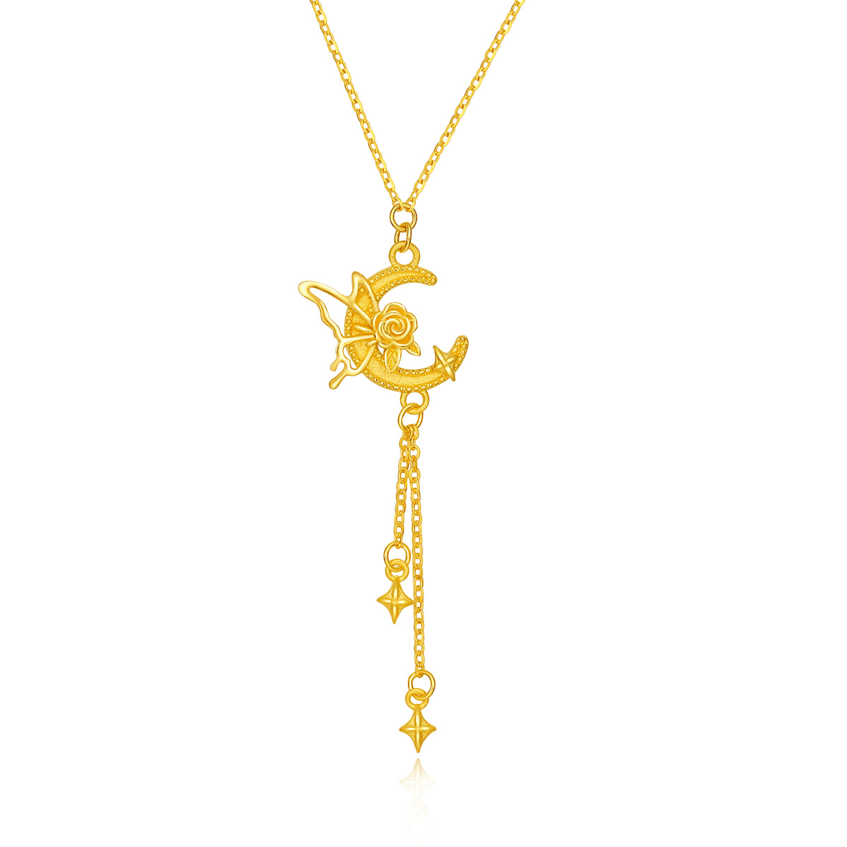 “Dream in the Garden” 24K Gold Pendant Necklace Butterfly 3.45-3.75g A0614957
