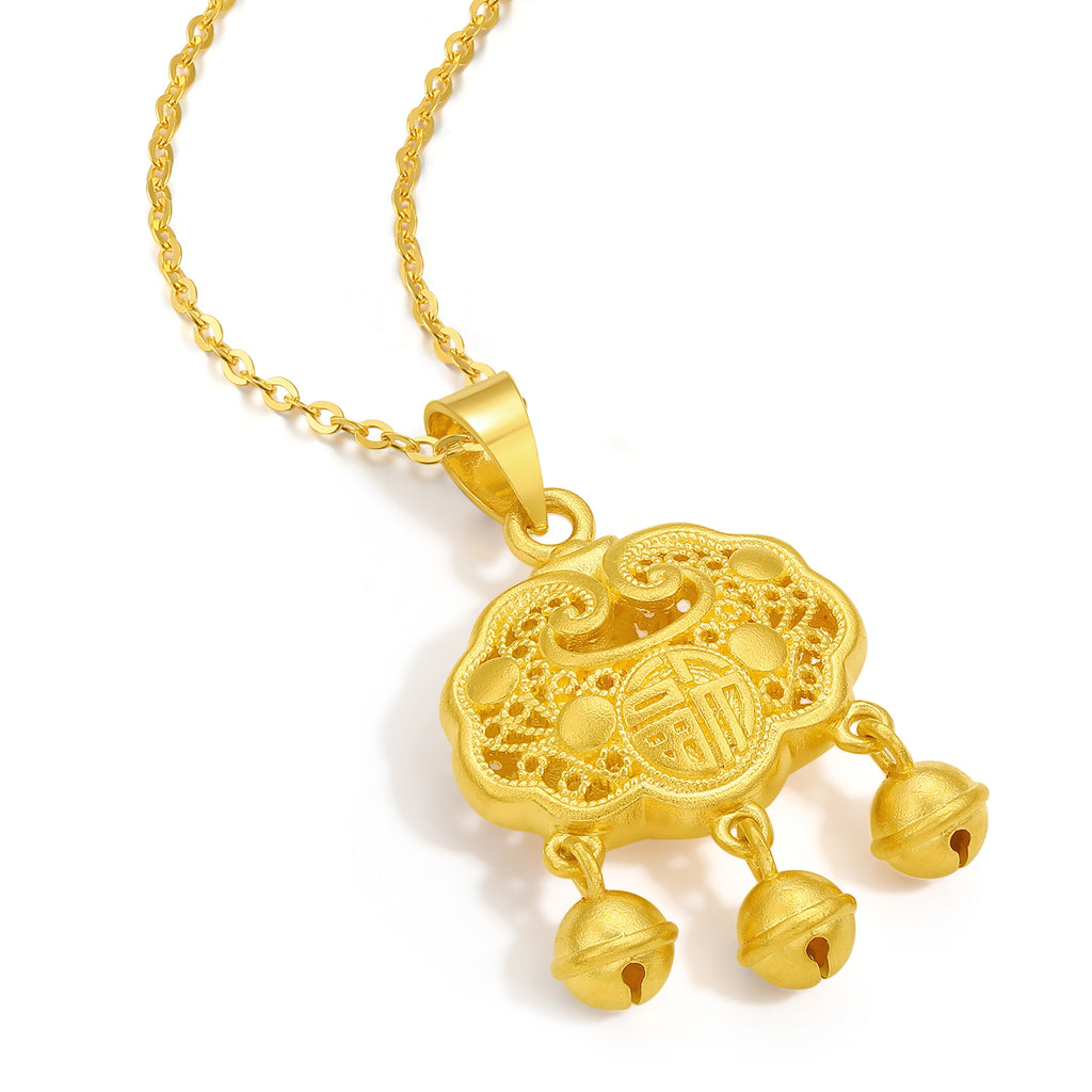 999 24K Gold Pendant Peace Lock 4.3-5g A0413077