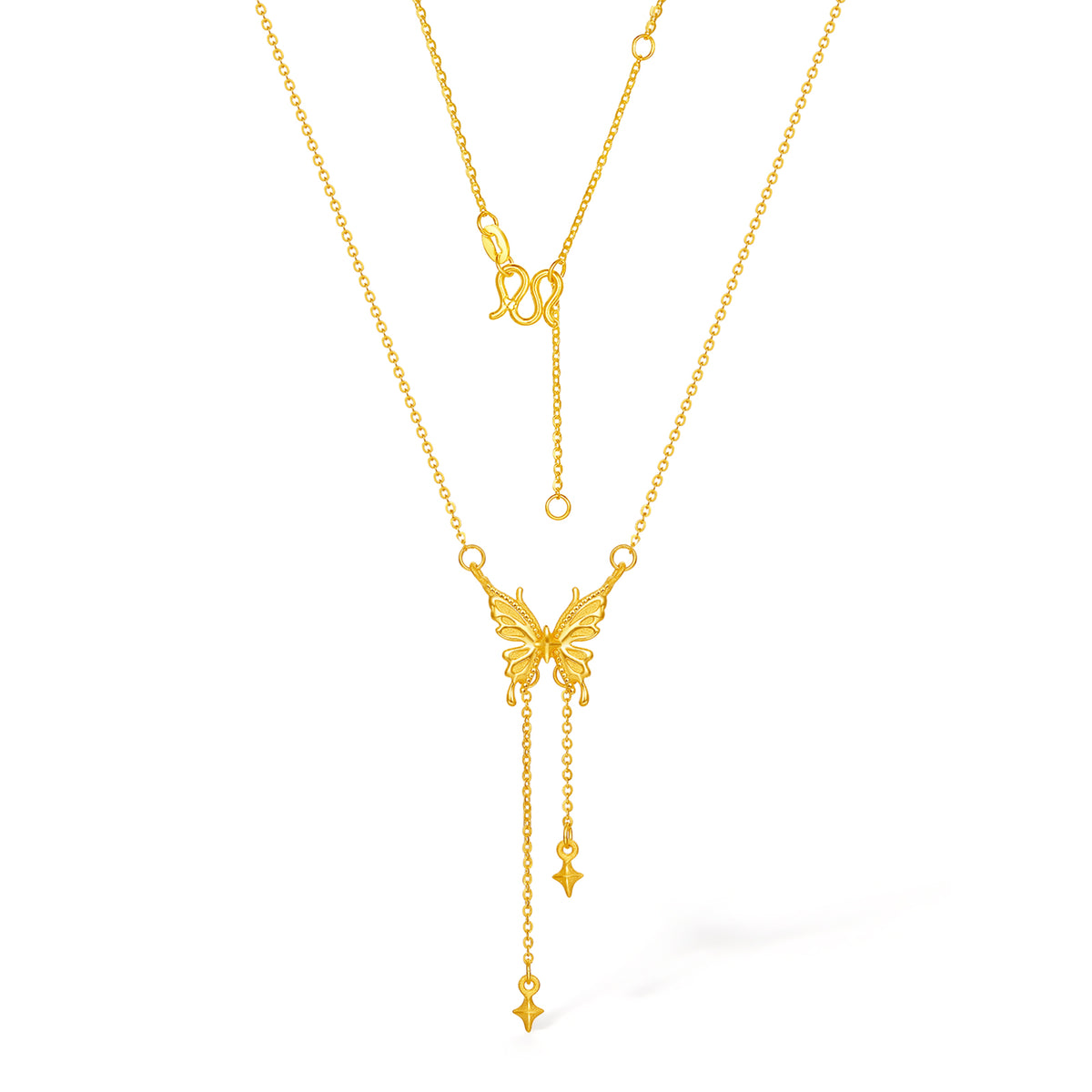 999 24K Gold Pendant Necklace Butterfly 4.3-4.6g A0613728