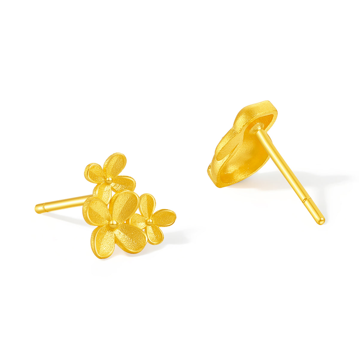 999 24K Gold Earrings Flower 1.61-2.01g A0913964