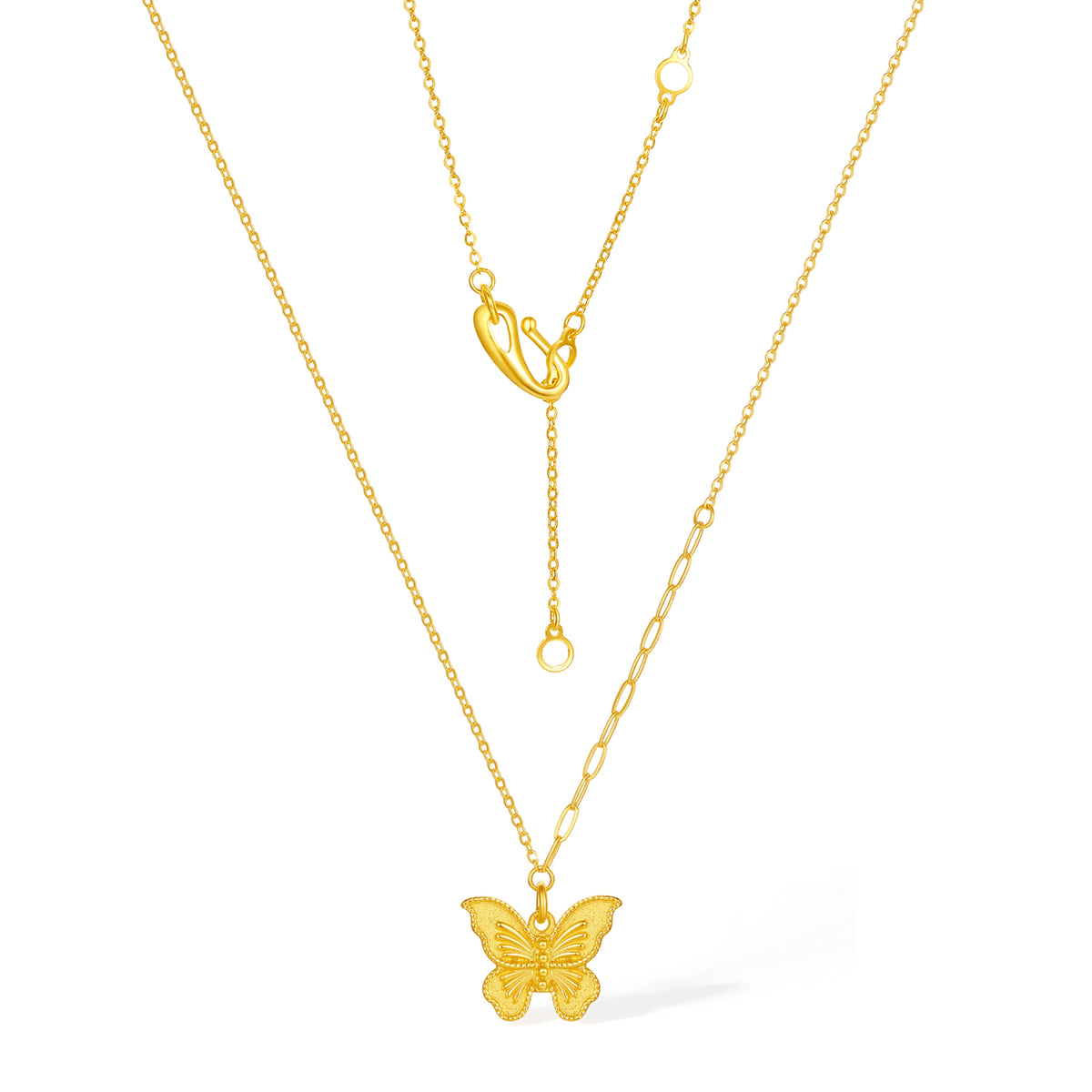 999 24K Gold Pendant Necklace Butterfly 4-4.4g A0613726