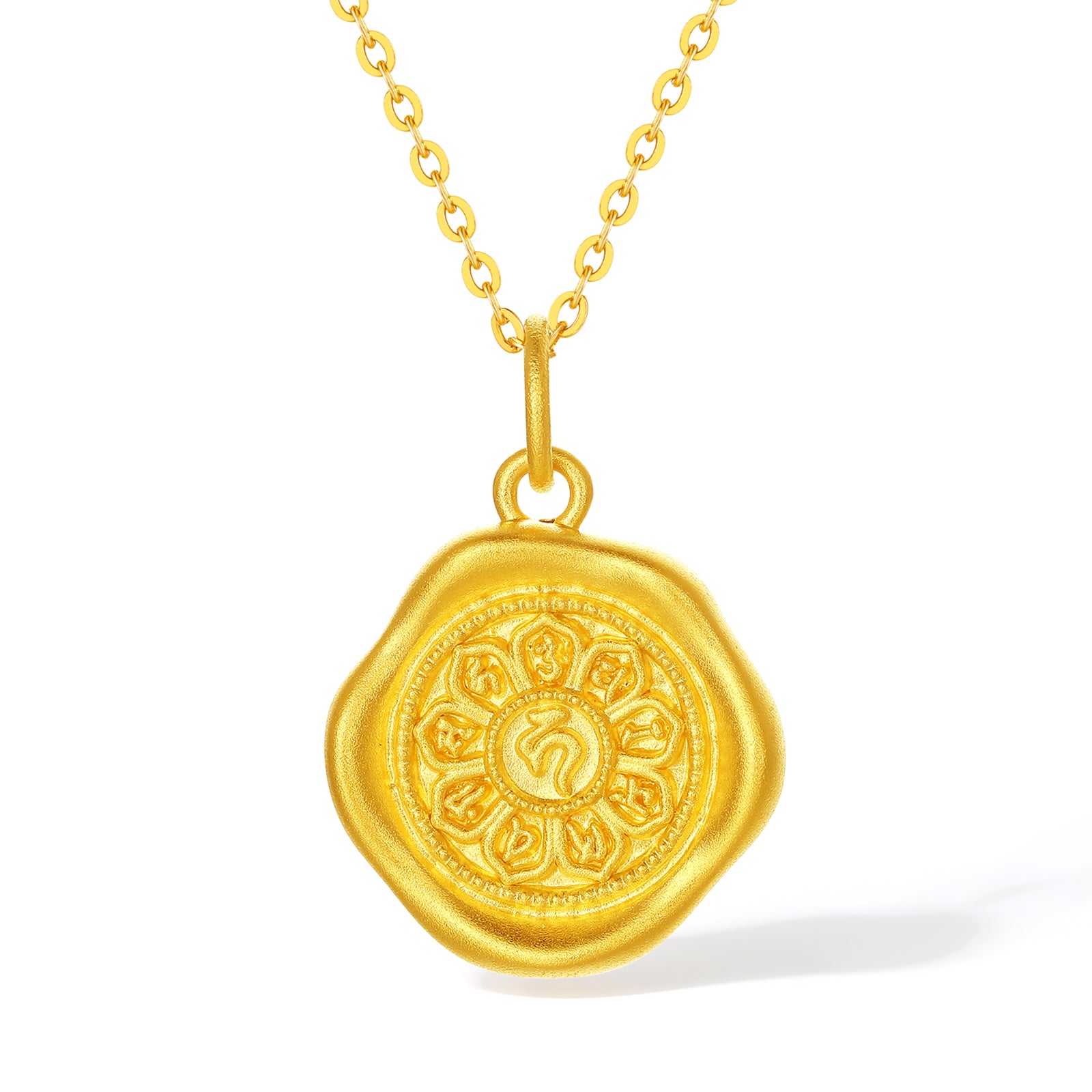 'Jiuhua Mountain' 24K Gold Pendant Buddhist Scripture A0415253