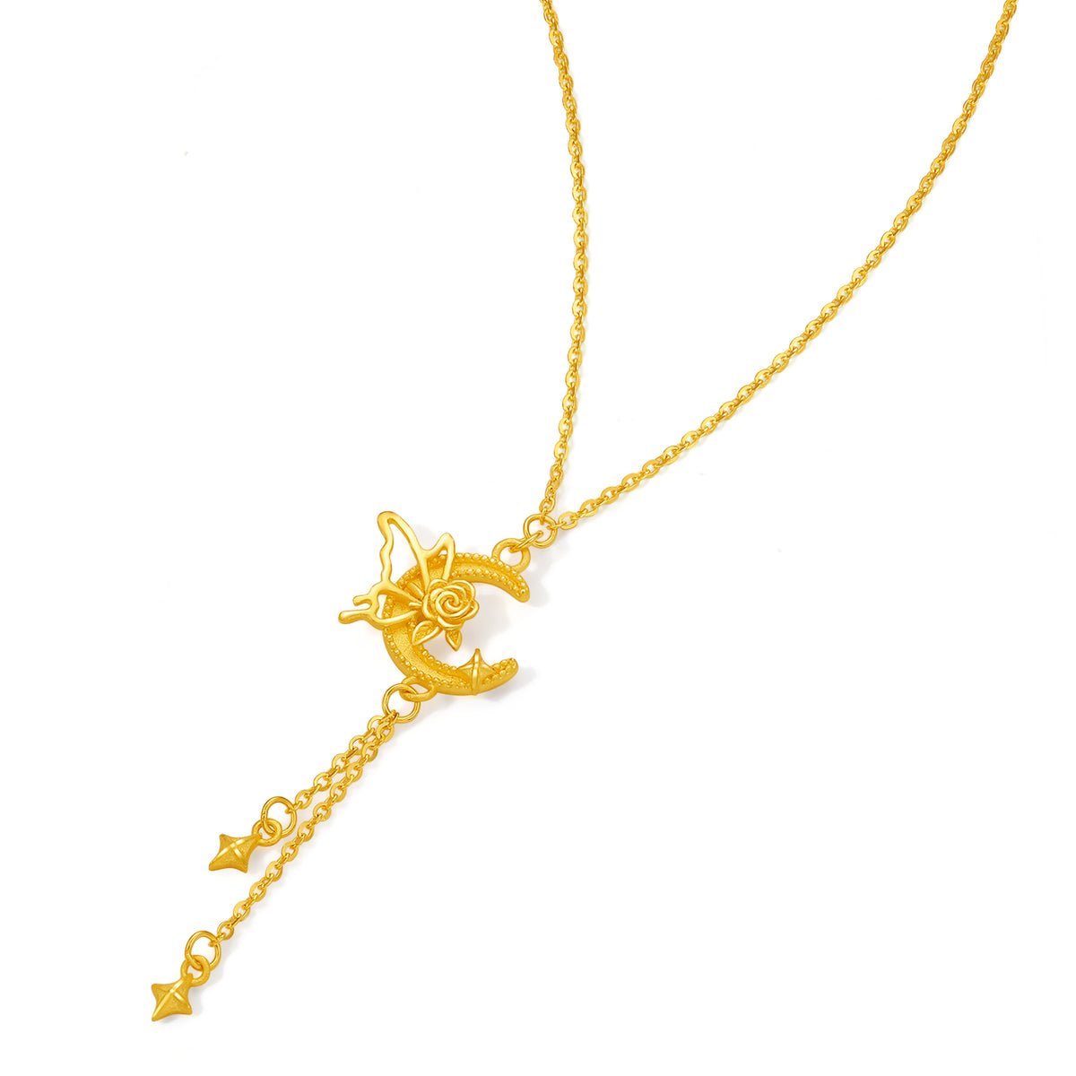 “Dream in the Garden” 24K Gold Pendant Necklace Butterfly 3.45-3.75g A0614957