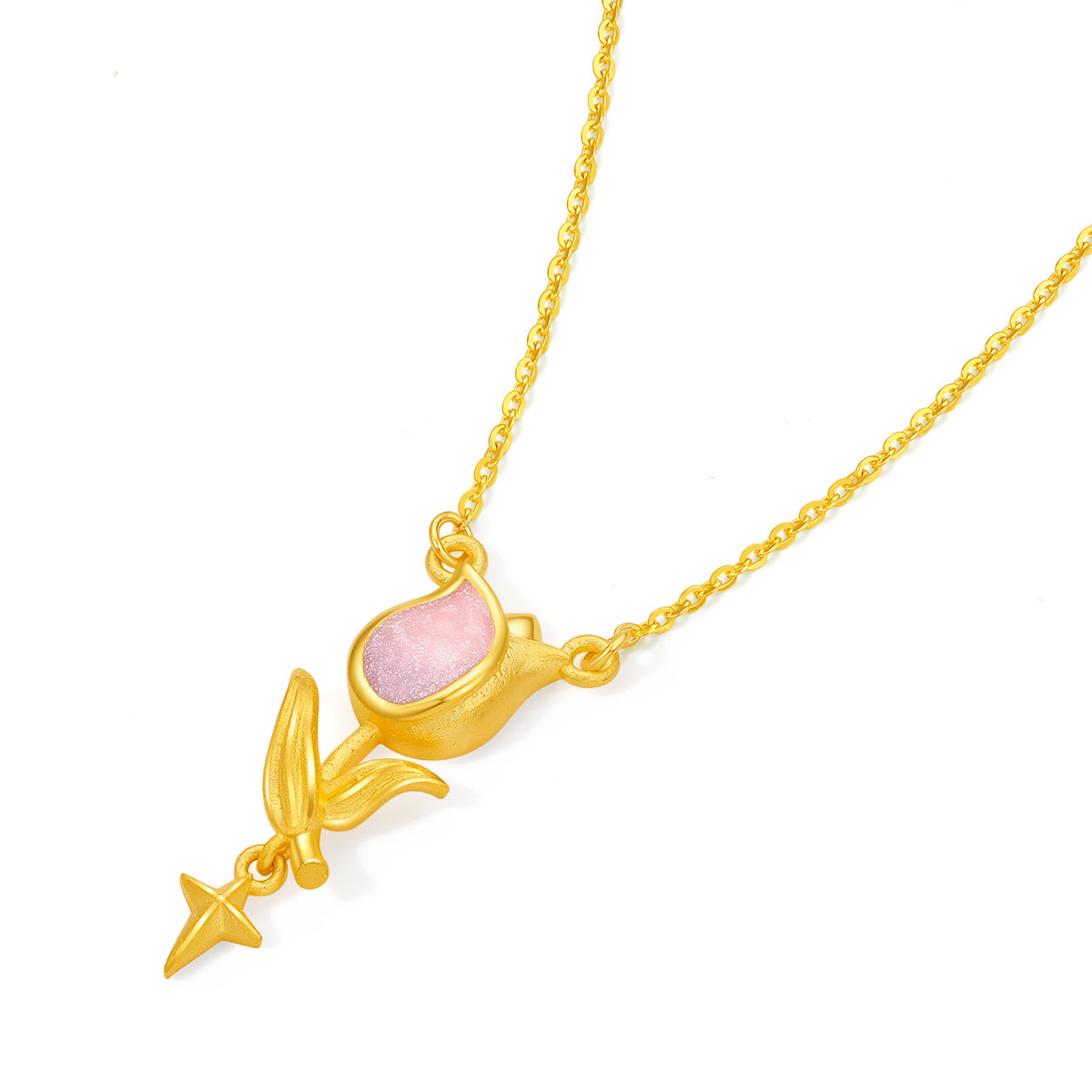 “Dream in the Garden” 999 24K Gold Pendant Necklace Flower 3.65-4.15g A0614926