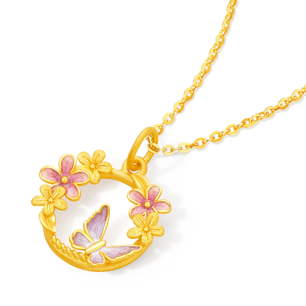 “Dream in the Garden” 999 24K Gold Pendant 2.3-2.6g A0414970