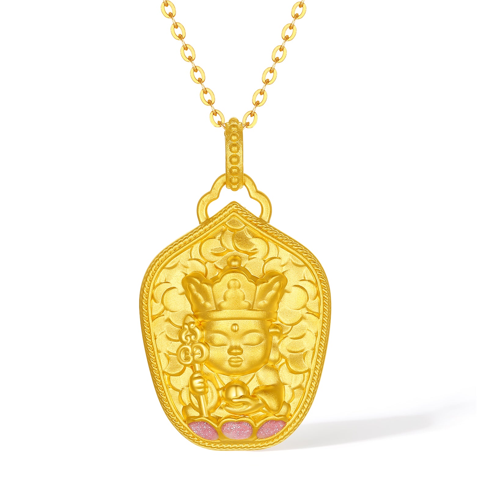 Jiuhua Mountain' 24K Gold Pendant Ksitigarbha Bodhisattva A0415251